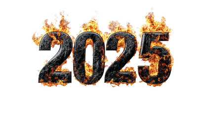 2025 burning numbers with flames