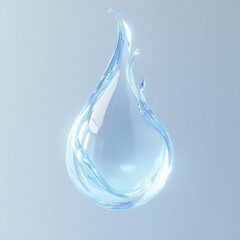 a drop of water floating in the air on a white isolated background