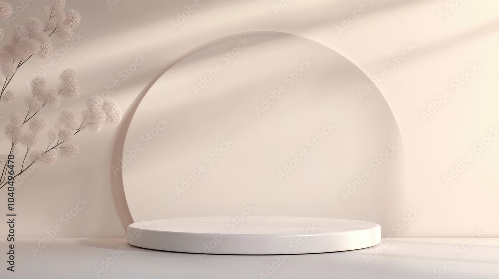 Poster Minimalist display space with circular backdrop for creative presentations and photography styling