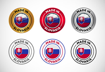 Made in Slovakia label icon with flag. Icon set for business, badge, seal, sticker, logo, and symbol