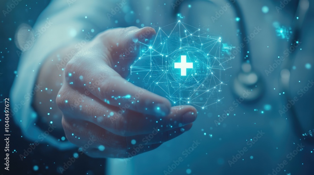 Poster exploring the intersection of technology and healthcare a visual representation of digital health in