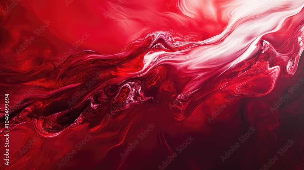 Poster vibrant red abstraction a dynamic dance of color and emotion in fluid artistry