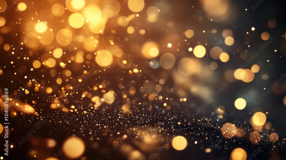 Poster a captivating display of golden bokeh lights creating a magical atmosphere of sparkle and wonder