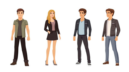 Fototapeta premium Casual Animated Characters on Transparent Background Generative AI
