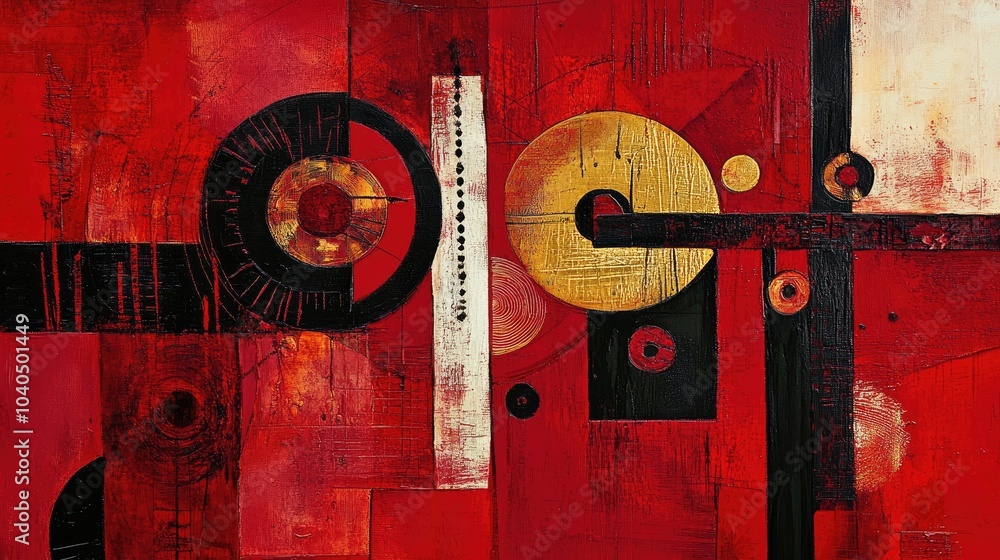 Poster dynamic harmony in red an abstract exploration of form and color