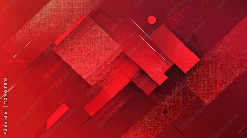 Poster dynamic red abstract composition exploring geometric shapes and textures