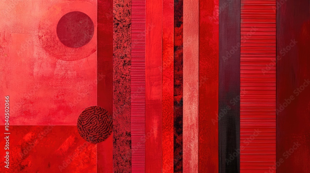 Poster vibrant red abstraction exploring the depths of color and texture in contemporary art