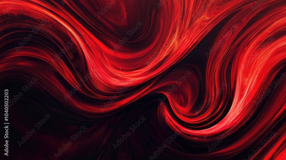 Poster dynamic swirls of red an abstract exploration of movement and emotion in fluid art