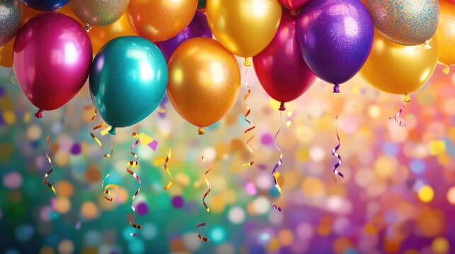 Vibrant celebration colorful balloons and confetti for festive occasions