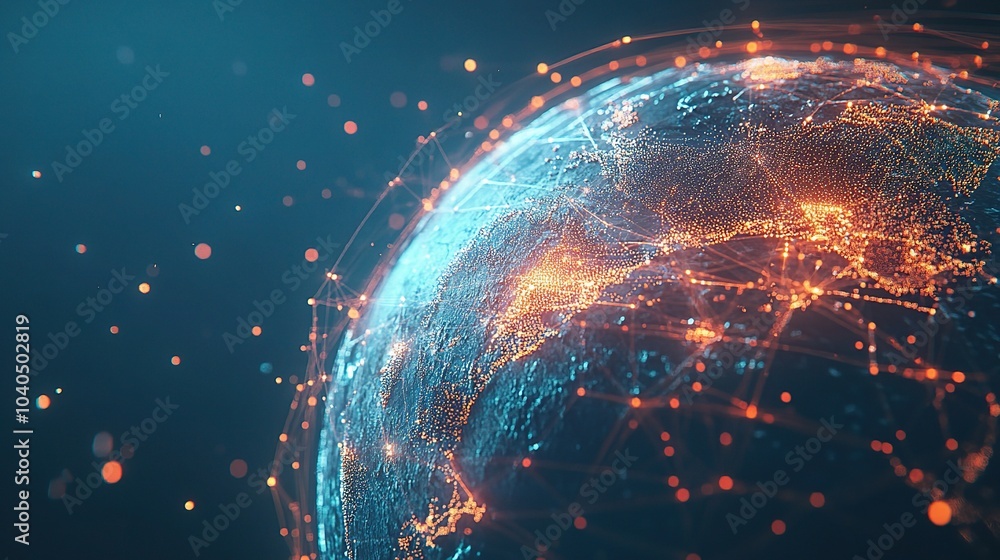 Aufkleber digital globe with high-tech network connections