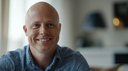 Obraz premium Man with bald head smiling