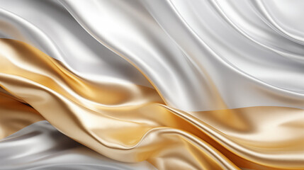 Fototapeta premium Wavy Flowing Patterns with Metallic Texture in Gold Hues for a Luxurious Reflective Surface Effect