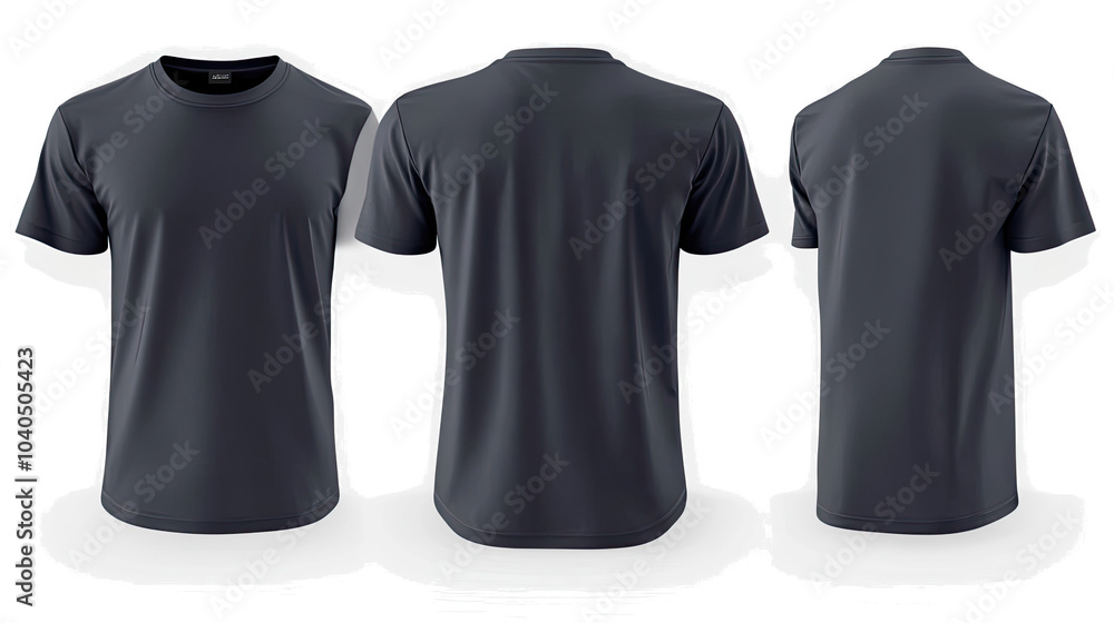Poster navy t-shirt mockup templates displaying front and back views generative ai