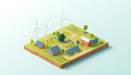3D Isometric Flat  Illustration of Sustainable and Renewable Energy. Item 3 isolated with white highlights, png