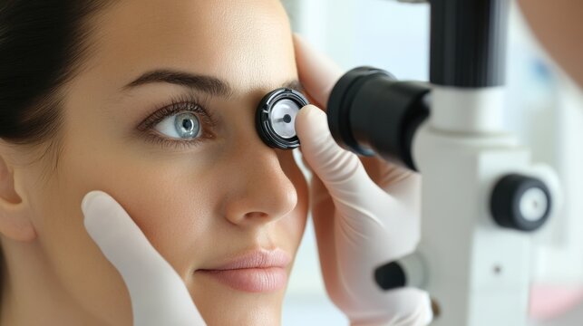 A dermatologist examining a patient's skin with a dermatoscope in a modern dermatology clinic, with skin examination tools and patient records visible, Clinical style