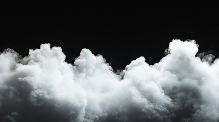 A bright, glowing white cloud with soft curves and smooth transitions against a solid black backdrop, without people, without text, without brand logo, without brand name, one color background 