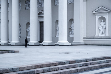 Winter view on Cathedral Basilica, Vilnius' heart, European Nordic architecture marvel.