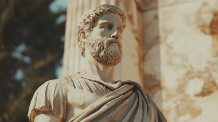 Obraz premium Stoic Greek And Roman Statues, Stoics And Stoicism, Philosophy, Motivational And Inspirational Themes With Copy Space