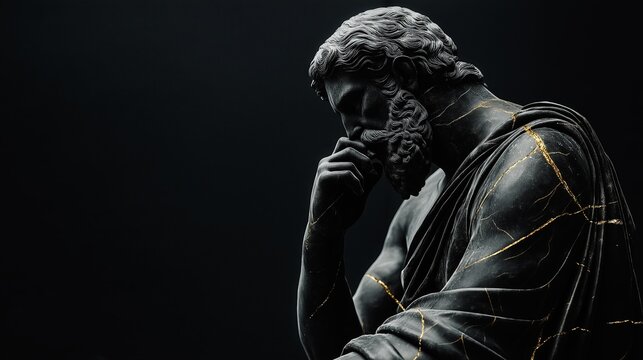 Stoic Greek And Roman Statues, Stoics And Stoicism, Philosophy, Motivational And Inspirational Themes With Copy Space