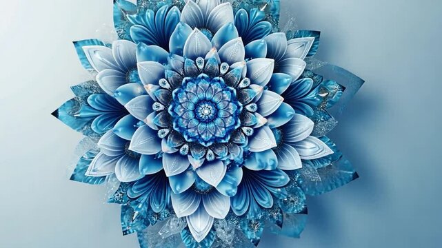An aesthetically pleasing mandala made in various shades of blue, radiating calmness and harmony.