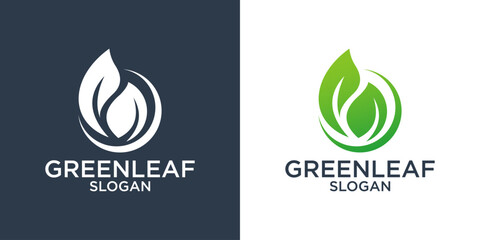 green leaf logo design vector