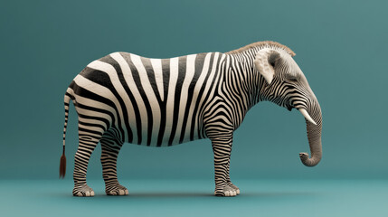 An elephant with zebra stripes alongside a zebra on a studio backdrop. It represents the idea of embracing uniqueness and shifting perspectives. This is a 3D rendered illustration.



