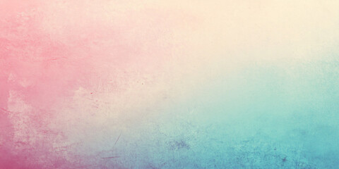 Fototapeta premium Soft pastel gradient background transitioning from light pink to baby blue with subtle grainy texture. The surface gives a calming and dreamy effect, perfect for designs that need a soft, gentle tone.