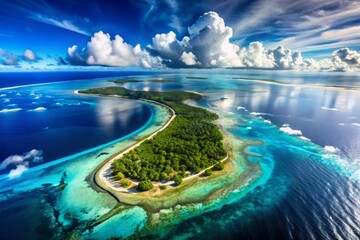 Fototapeta premium Aerial View of Funafuti, Tuvalu with Vibrant Waters