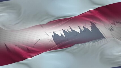 Netherlands flag - Waving flag on report analytics data statement - Powered by Adobe