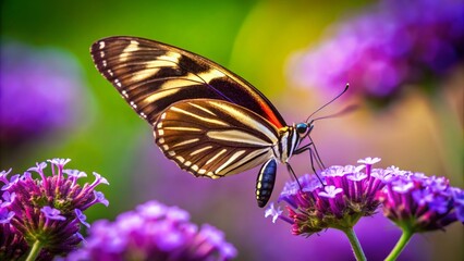 Fototapeta premium Vibrant Zebra Longwing Butterfly on Purple Flower