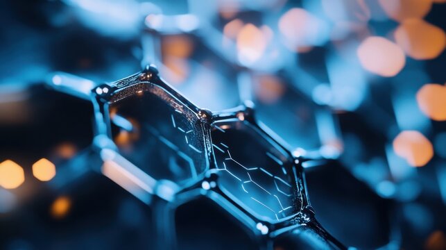 A detailed close-up of a graphene-based biosensing electrode, detecting biomolecules with high sensitivity and specificity, Biosensor technology style