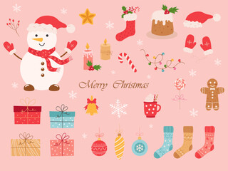 Christmas, New Year holidays icon big set. Flat style collection. Vector illustration