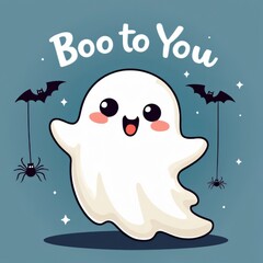 Fototapeta premium Cute Boo to You Halloween Ghost Illustration