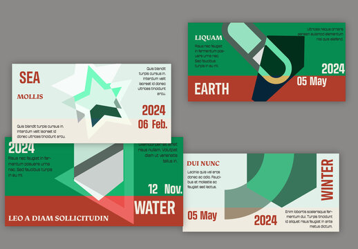 Web Banner Simple Overlapping Geometrical Shapes Bright Color