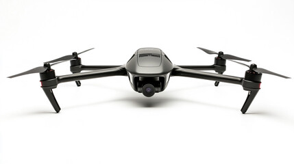 Black Drone with Camera  Front View  Isolated on White Background