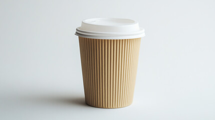 Disposable Paper Coffee Cup with Lid   Mockup  Isolated  White Background