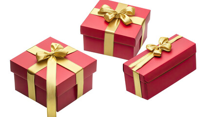 Elegant Red Gift Boxes Adorned With Gold Ribbons for Festive Occasions Generative AI