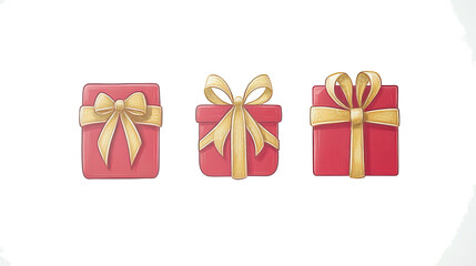 Beautifully Wrapped Red Gift Boxes With Elegant Gold Ribbons on White Generative AI