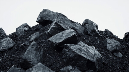 Black Coal Rocks Pile Mining Industry Raw Material Energy Source