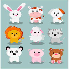 Fototapeta premium Set of cute animal characters