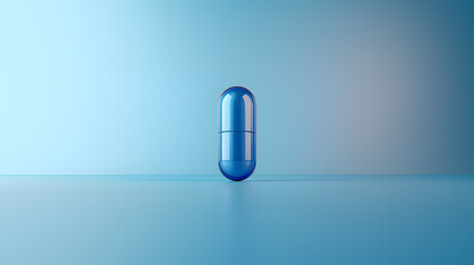 A Striking Blue Pill Stands Alone on a Tranquil Surface, Evoking Thoughts on Health and Healing