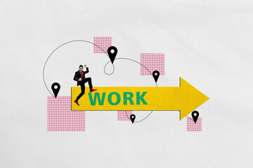 Sketch image composite trend artwork of collage workspace stats trader business income money young guy businessman arrow work direction