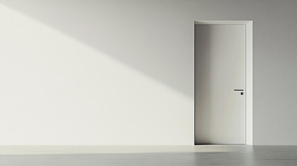 White Doorway with Sunlight on Empty Wall   Minimalist Interior Design