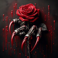 Obraz premium Gothic Rose With Crimson Claws