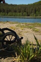 old wooden boat on the lake