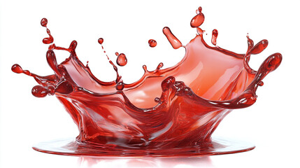 Red Liquid Splash Crown  Isolated on White Background