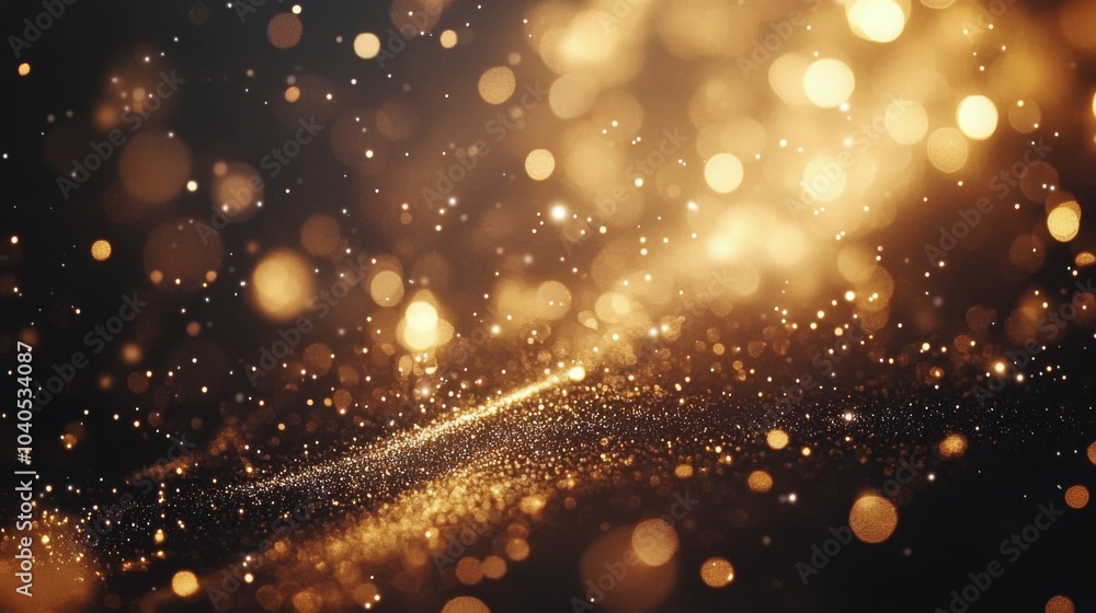 Aufkleber golden shimmering particles floating amidst a dark background creating a magical atmosphere