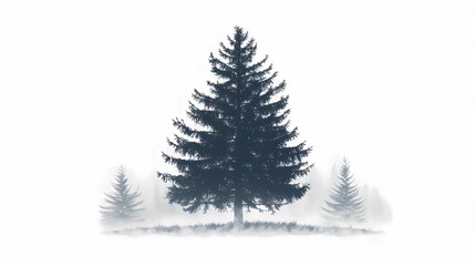 Fototapeta premium Autumn hidden in fog, , creating a calm and atmospheric landscape.