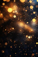 Obraz premium Golden and blue particles float in a mesmerizing light against a dark background