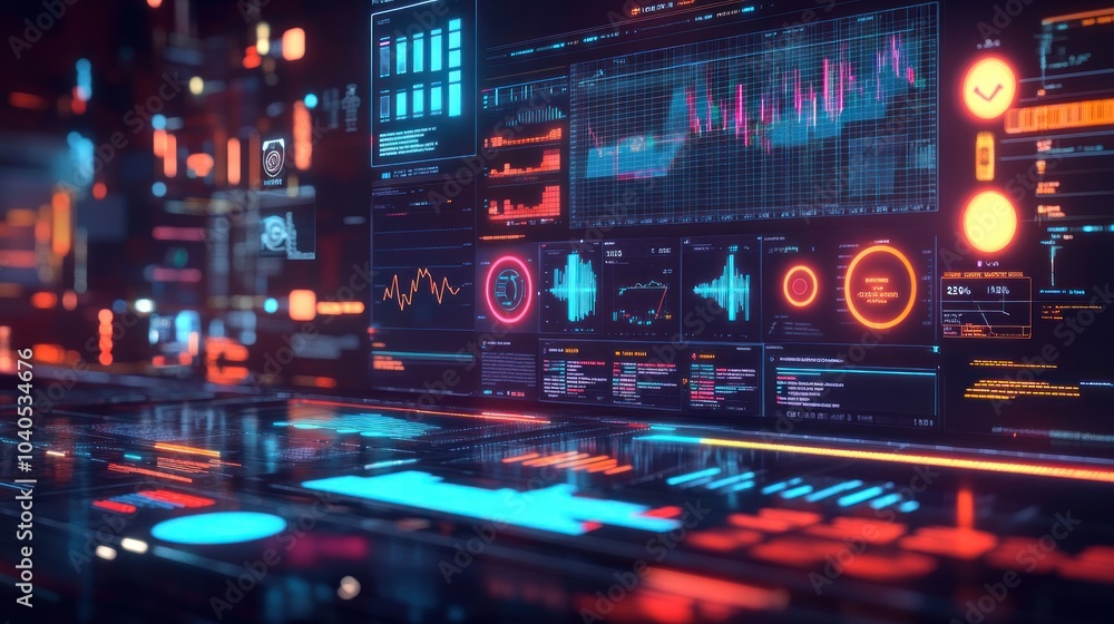 Aufkleber digital interface with data and graphs
